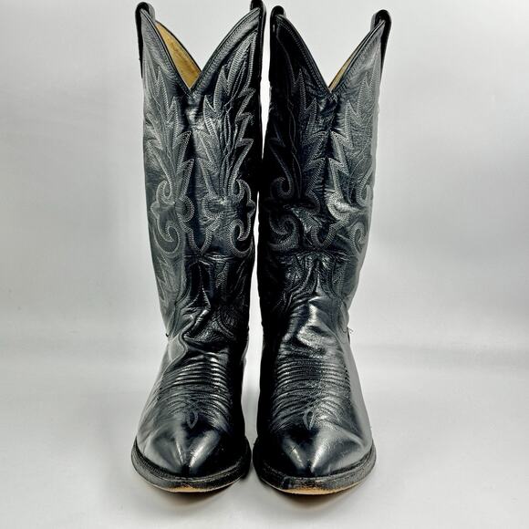 DAN POST 16791 Mens MILWAUKEE Black Leather Boots SIZE 7 WIDE Excellent Cond - Picture 4 of 12